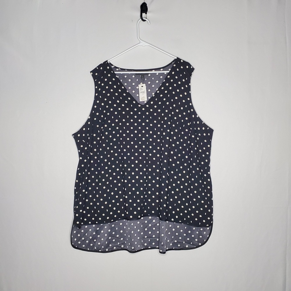 Lane Bryant Polka-dot Tank Top Women 26 Black White Office Business Casual